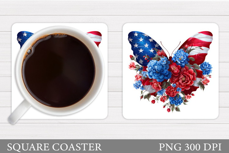 Patriotic Butterfly Coaster. Patriotic Coaster Design