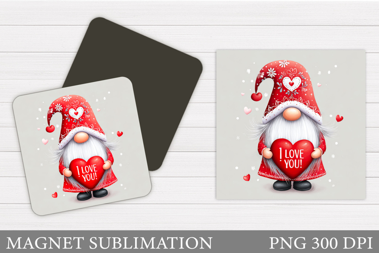 Valentines Gnome Magnet. Valentines Magnet Sublimation