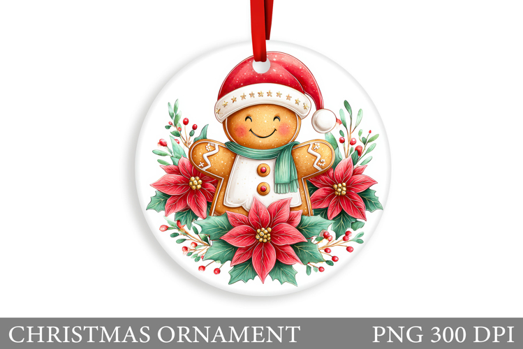 Gingerbread Christmas Ornament. Cute Raccoon Sublimation