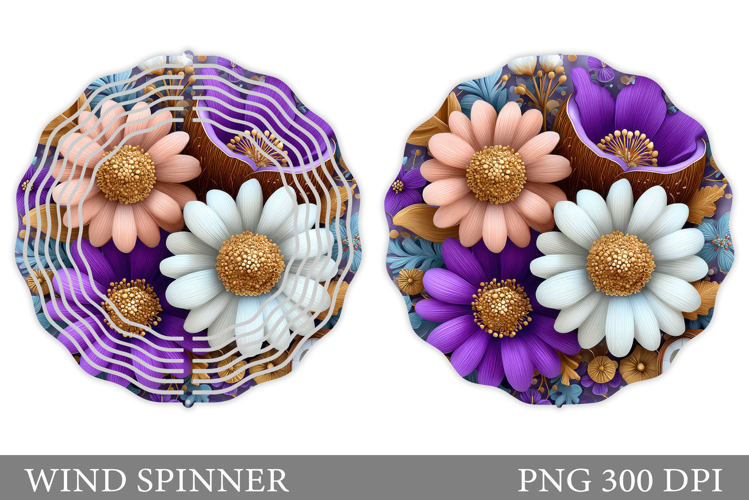Floral Wind Spinner Sublimation. Flowers Wind Spinner Design