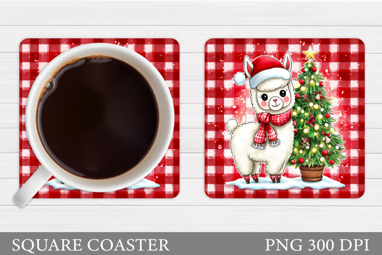 Christmas Lama Coaster Design. Christmas Coaster Sublimation