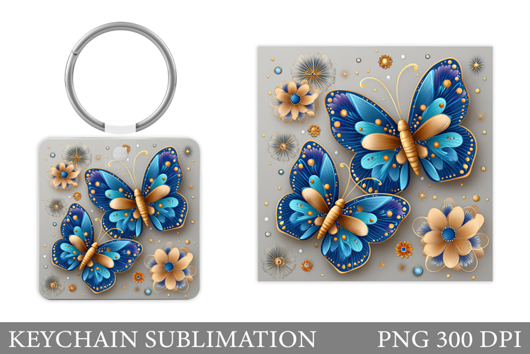 Butterflies Keychain Design. Butterflies Sublimation
