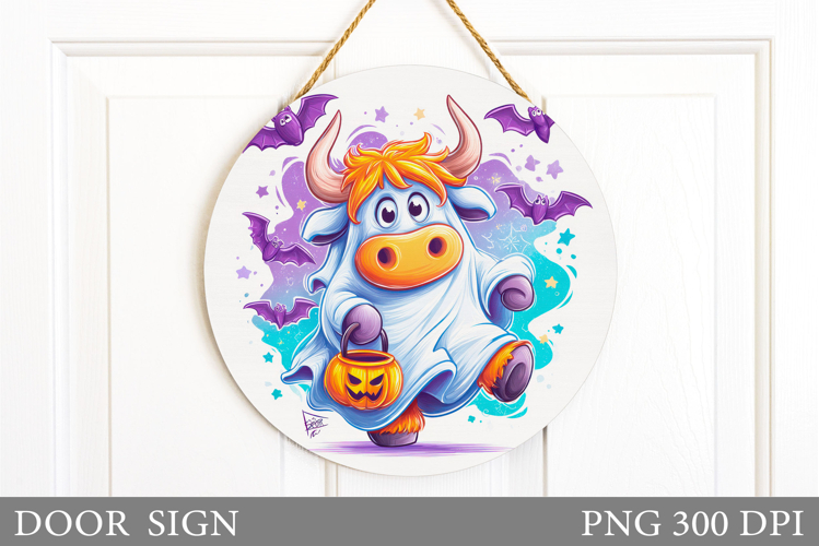Halloween Cow Door Sign. Halloween Door Sign Design