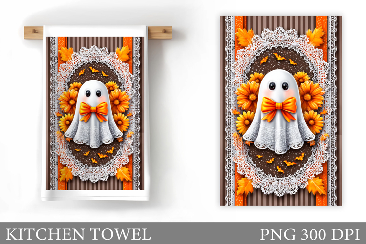 Cute Ghost Kitchen Towel. Cute Halloween Kitchen Towel