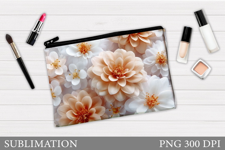 Flowers Makeup Bag Design. Floral Makeup Pouch Sublimation