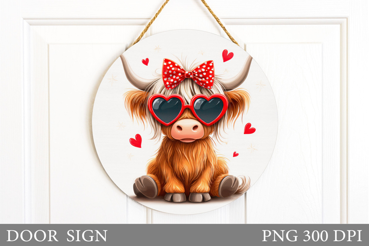 Valentines Cow Door Sign. Valentines Door Sign Sublimation