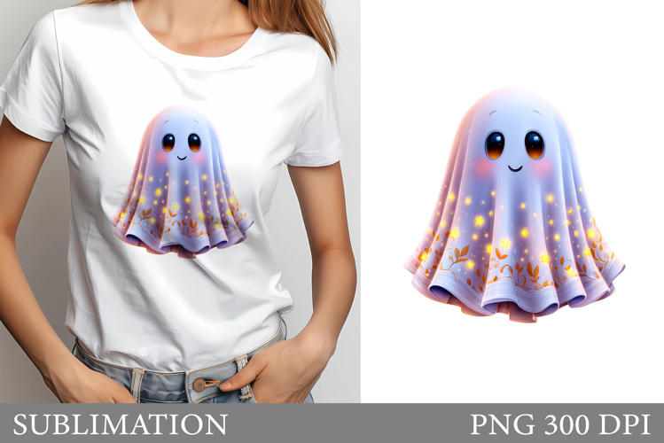 Cute Pumpkin T-Shirt Sublimation. Cute Ghost T-Shirt Design