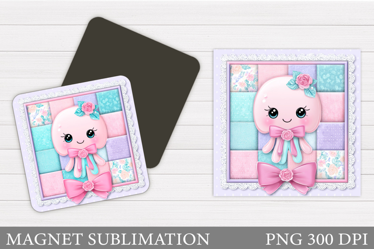 Patchwork Jellyfish Magnet. Cute Jellyfish Magnet Design