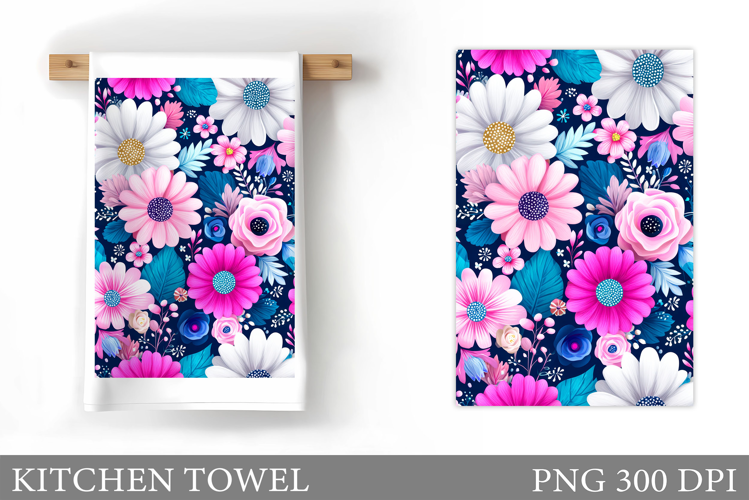 Flowers Kitchen Towel. Floral Kitchen Towel Sublimation
