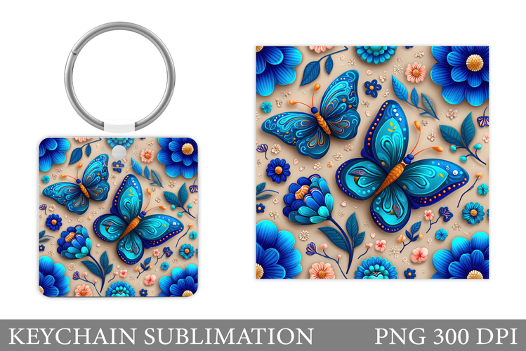 Butterflies Keychain Design. Butterflies Sublimation