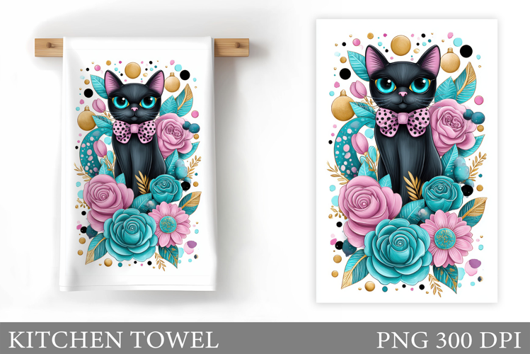 Cute Cat Kitchen Towel Design. Cute Cat Sublimation