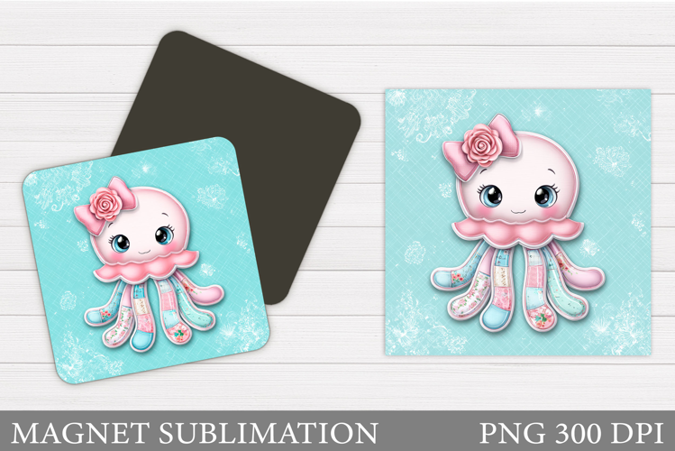 Patchwork Jellyfish Magnet. Cute Jellyfish Magnet Design