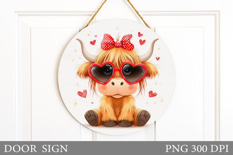 Valentines Cow Door Sign. Valentines Door Sign Sublimation