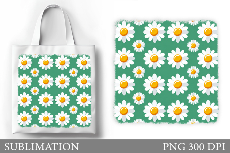 Daisy Flowers Tote Bag Design. Flowers Tote Bag Sublimation
