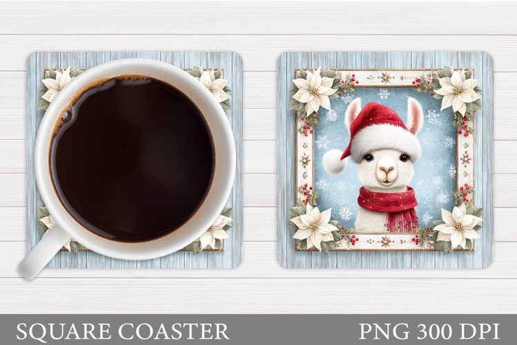 Christmas Lama Coaster Design. Christmas Coaster Sublimation