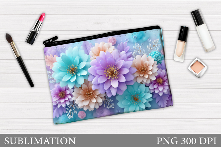 Flowers Makeup Bag Design. Flowers Cosmetics Bag Sublimation