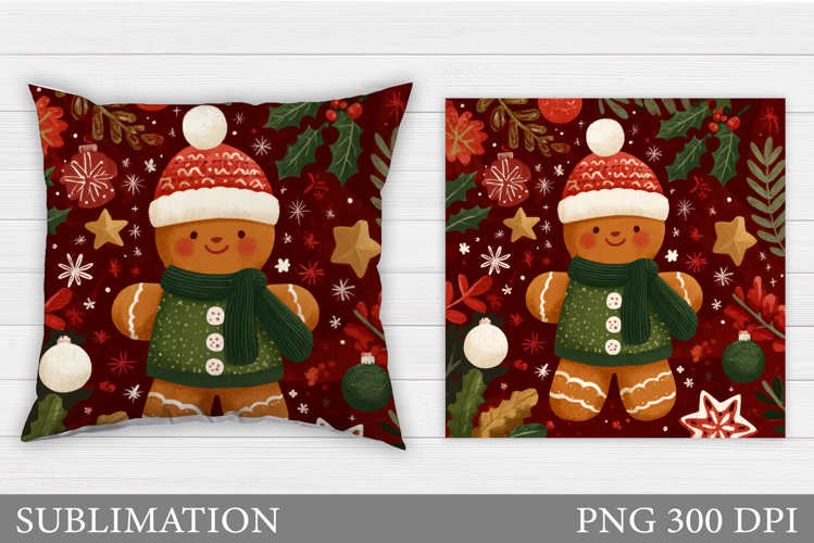 Gingerbread Pillow Design. Christmas Pillow Sublimation