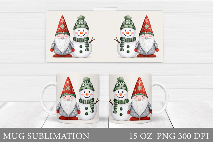 Christmas Gnome Mug Design. Christmas Mug Sublimation