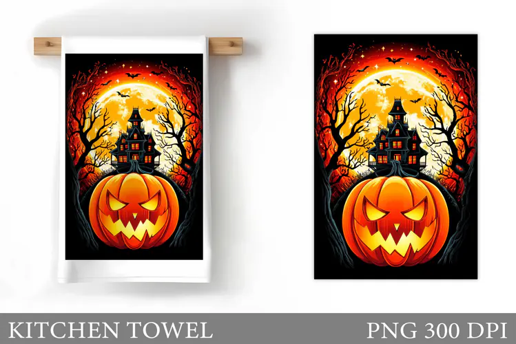 Halloween Kitchen Towel Design. Halloween Sublimation