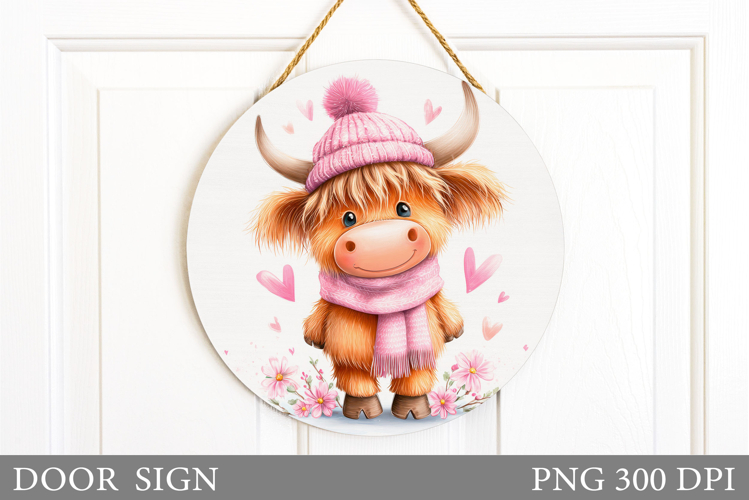 Valentines Cow Door Sign. Valentines Door Sign Sublimation