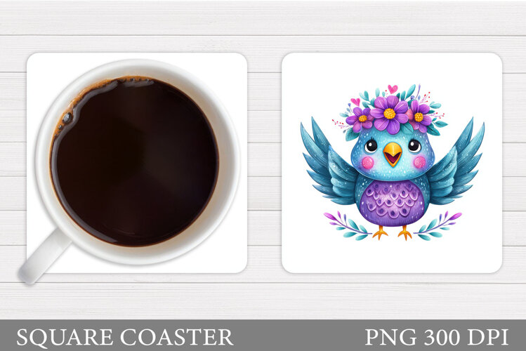 Cute Bird Coaster Design. Bird Sublimation example image 1
