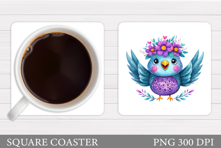 Cute Bird Coaster Design. Bird Sublimation