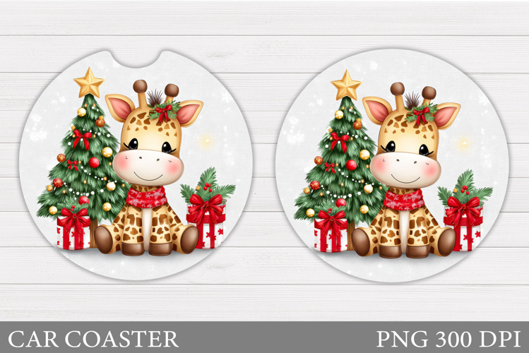 Christmas Giraffe Car Coaster. Christmas Car Coaster Design