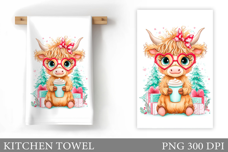 Christmas Cow Kitchen Towel. Christmas Kitchen Towel Design