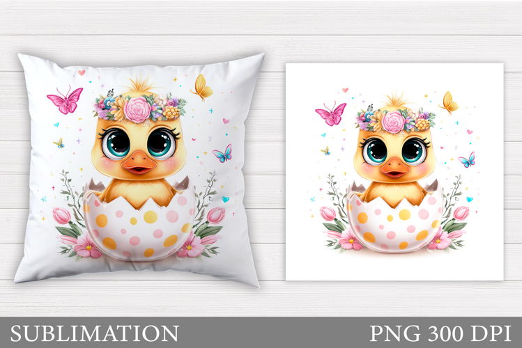 Easter Duck Pillow Sublimation. Easter Pillow Design
