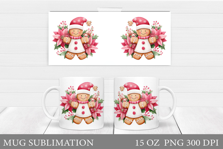 Cute Gingerbread Mug Design. Christmas Mug Sublimation