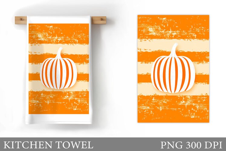 Pumpkin Kitchen Towel. Fall Kitchen Towel Sublimation example image 1