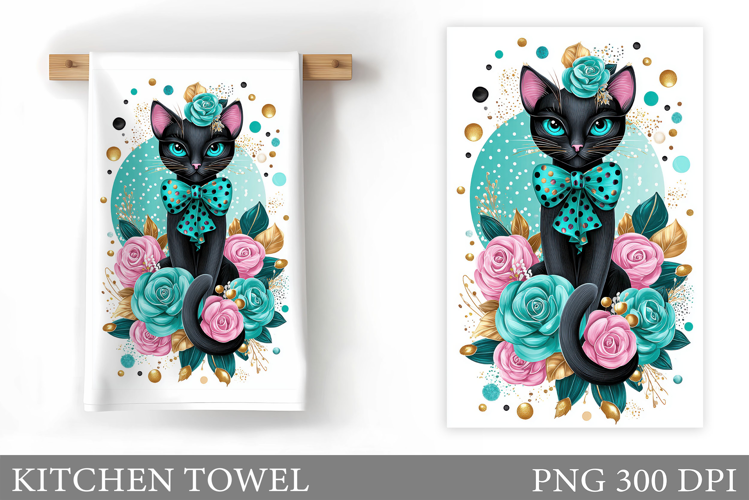 Cute Cat Kitchen Towel Design. Cute Cat Sublimation