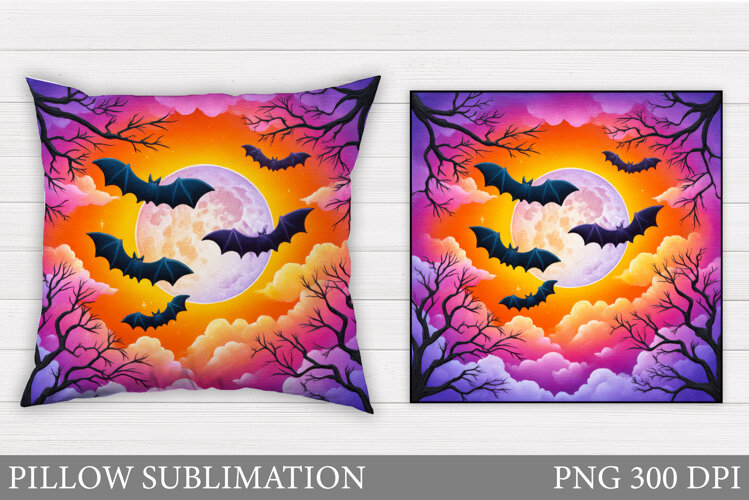 Halloween Bat Pillow Design. Halloween Sublimation example image 1