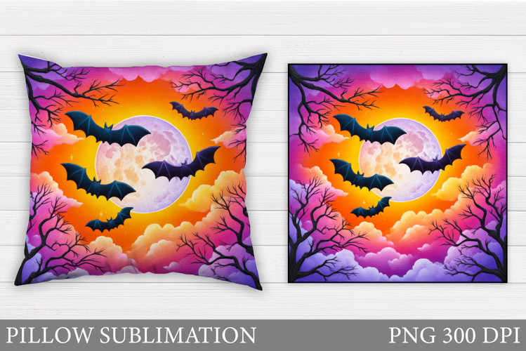 Halloween Bat Pillow Design. Halloween Sublimation