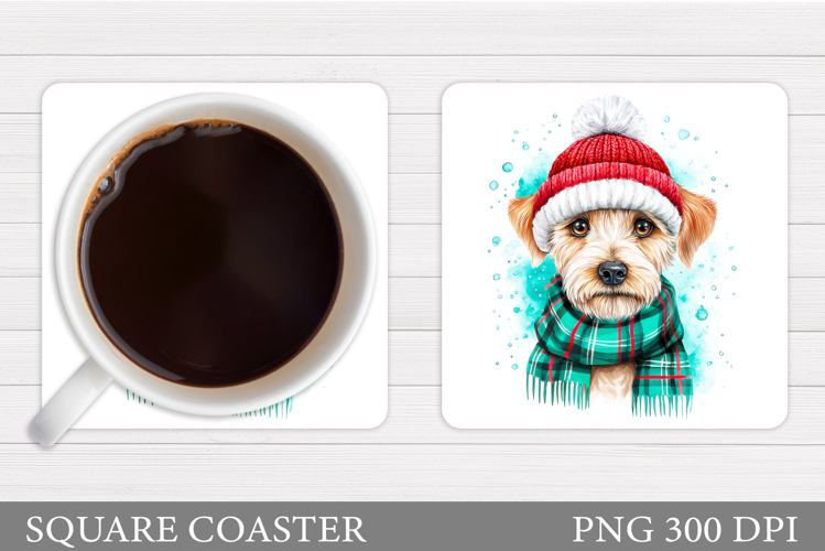 Christmas Dog Coaster Sublimation. Christmas Coaster Design