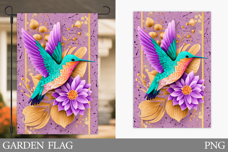 Hummingbird Garden Flag. Bird Garden Flag Sublimation