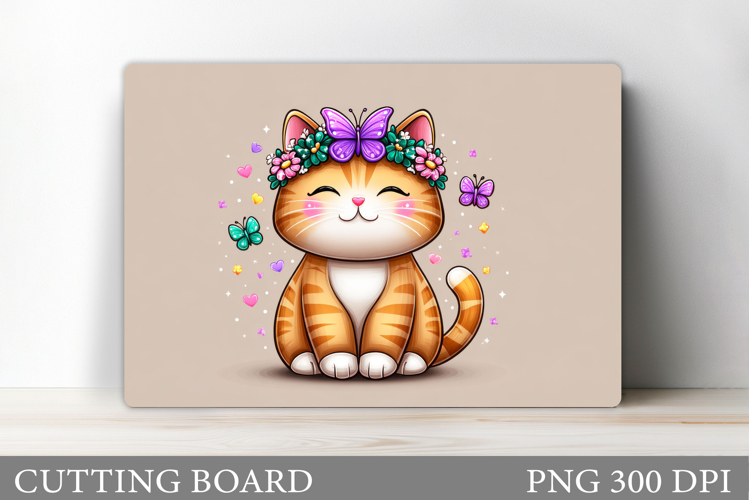 Cute Cat Cutting Board Design. Cute Cat Sublimation