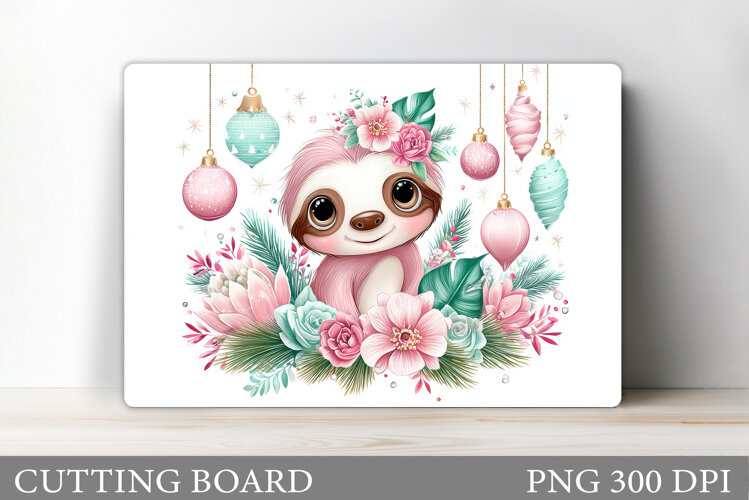 Christmas Sloth Cutting Board. Christmas Cutting Board example image 1