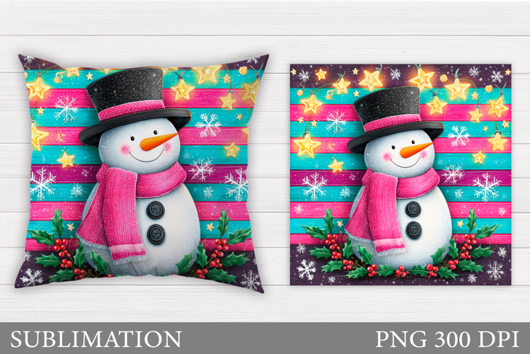 Cute Snowman Pillow Sublimation. Christmas Pillow Design