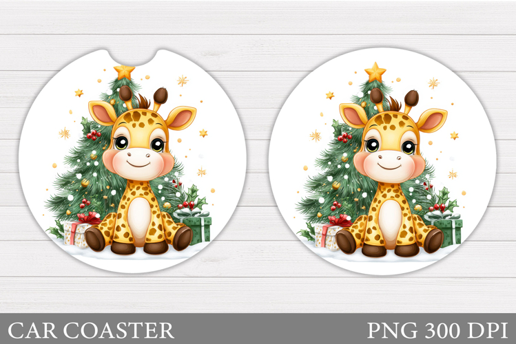 Christmas Giraffe Car Coaster. Christmas Car Coaster Design