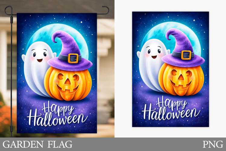 Halloween Garden Flag Design. Halloween Pumpkin Garden Flag