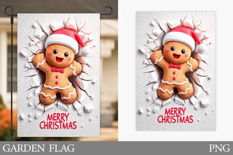 Gingerbread Garden Flag. Christmas Garden Flag Design example image 1