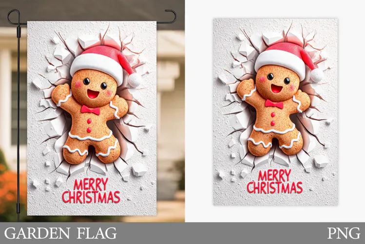 Gingerbread Garden Flag. Christmas Garden Flag Design