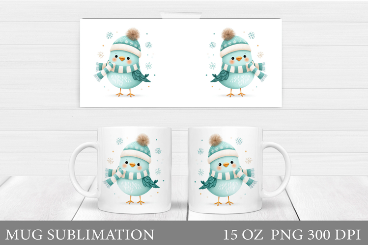 Christmas Bird Mug Design. Christmas Mug Sublimation