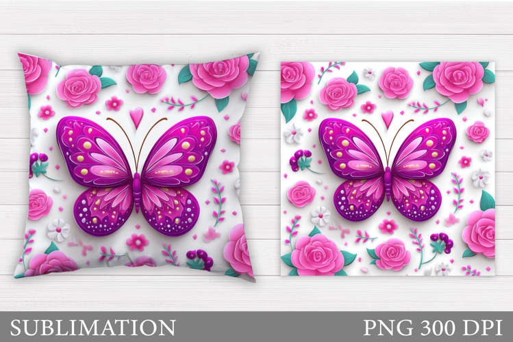 Butterfly Flowers Sublimation. Butterfly Pillow Sublimation