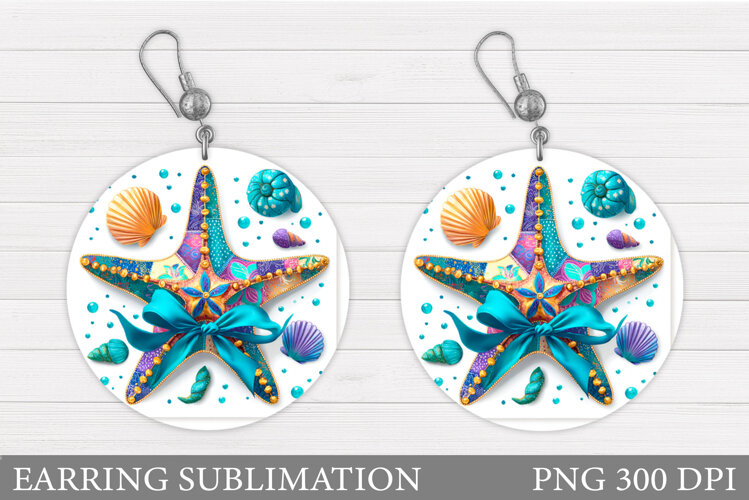 Starfish Earring Design. Sea Earring Sublimation example image 1