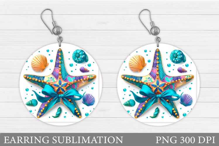 Starfish Earring Design. Sea Earring Sublimation