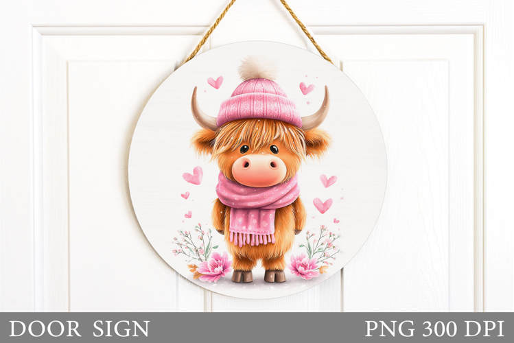 Valentines Cow Door Sign. Valentines Door Sign Sublimation