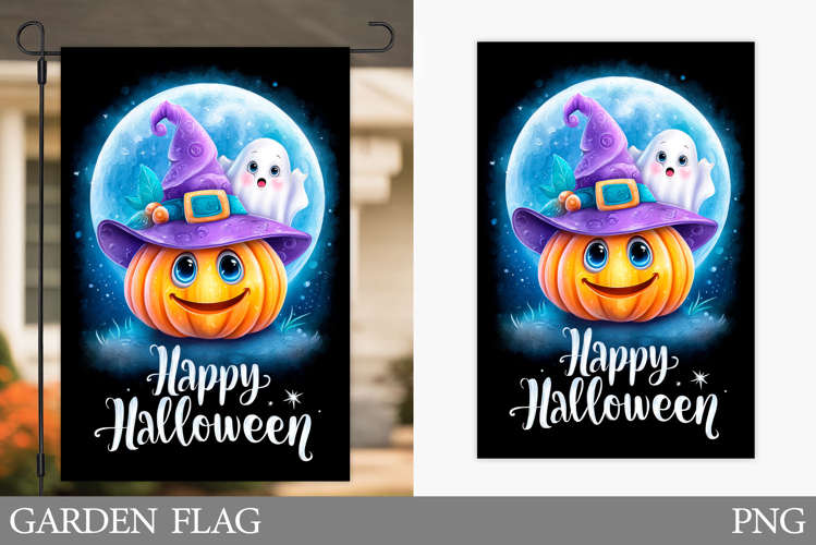 Halloween Garden Flag Design. Halloween Pumpkin Garden Flag