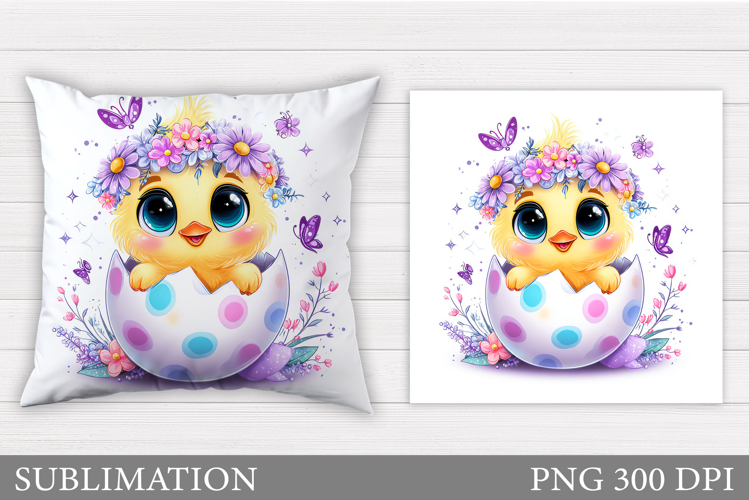 Easter Chick Pillow Sublimation. Easter Pillow Design